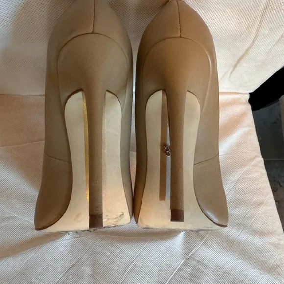 Sam Edelman Nude Leather Pump Heel 7.5 - Picture 2 of 4